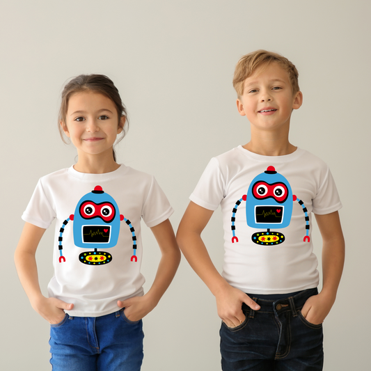 Children's Short Sleeved Robot Love T-Shirt A little bit of AMore