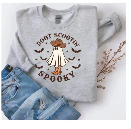 Woman's Boot Scootin Spooky Long Sleeved Sweatshirt A little bit of AMore